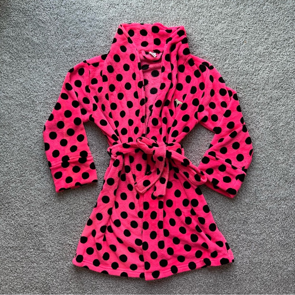 PINK Victoria's Secret Pink and Black Polka Dot Robe